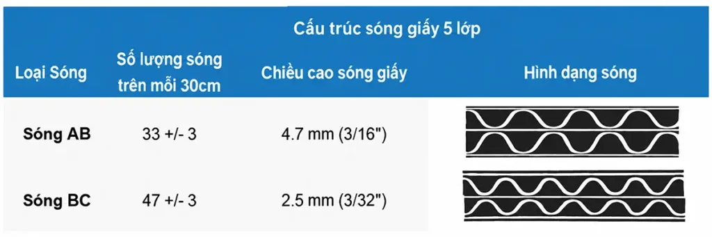 giấy carton 5 lớp - cấu trúc